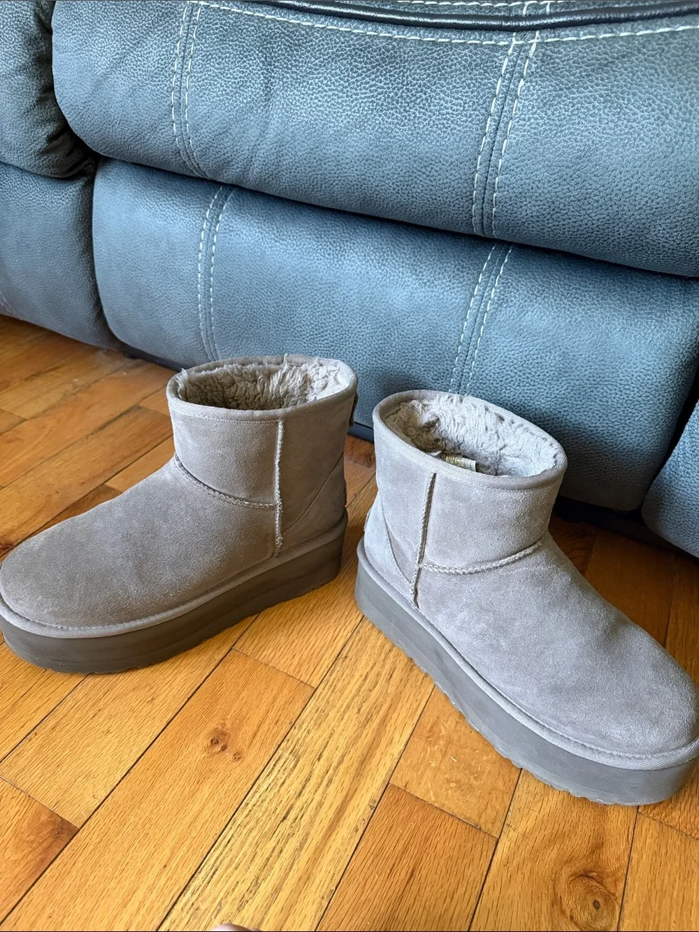 UGG Short Platform Suede Boot in Taupe